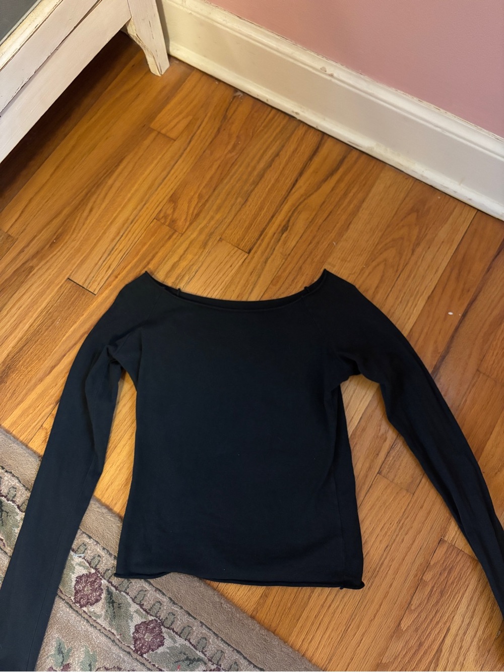 Brandy Melville Black Long Sleeve Boatneck Top
